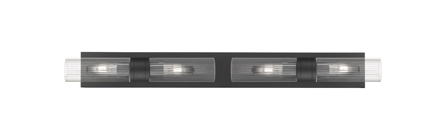 Four Light Bath Vanity by Innovations - Downtown Urban Collection, Matte Black Finish - 617S-4W-BK-G617-8SCL