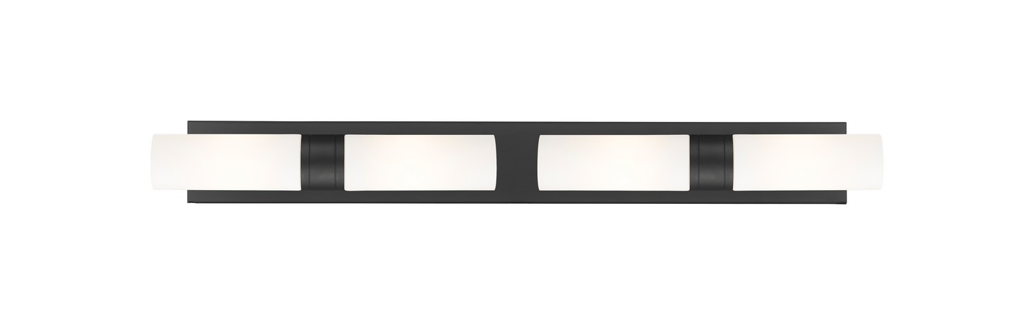 Four Light Bath Vanity by Innovations - Downtown Urban Collection, Matte Black Finish - 617S-4W-BK-G617-8WH