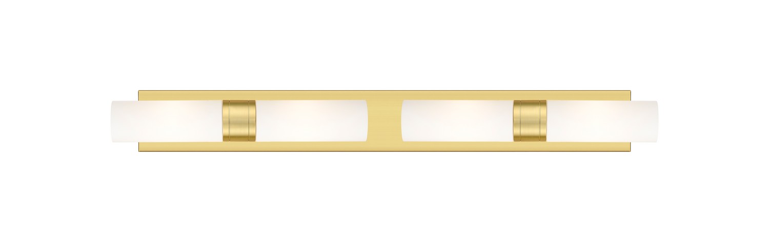 Four Light Bath Vanity by Innovations - Downtown Urban Collection, Satin Gold Finish - 617S-4W-SG-G617-8WH