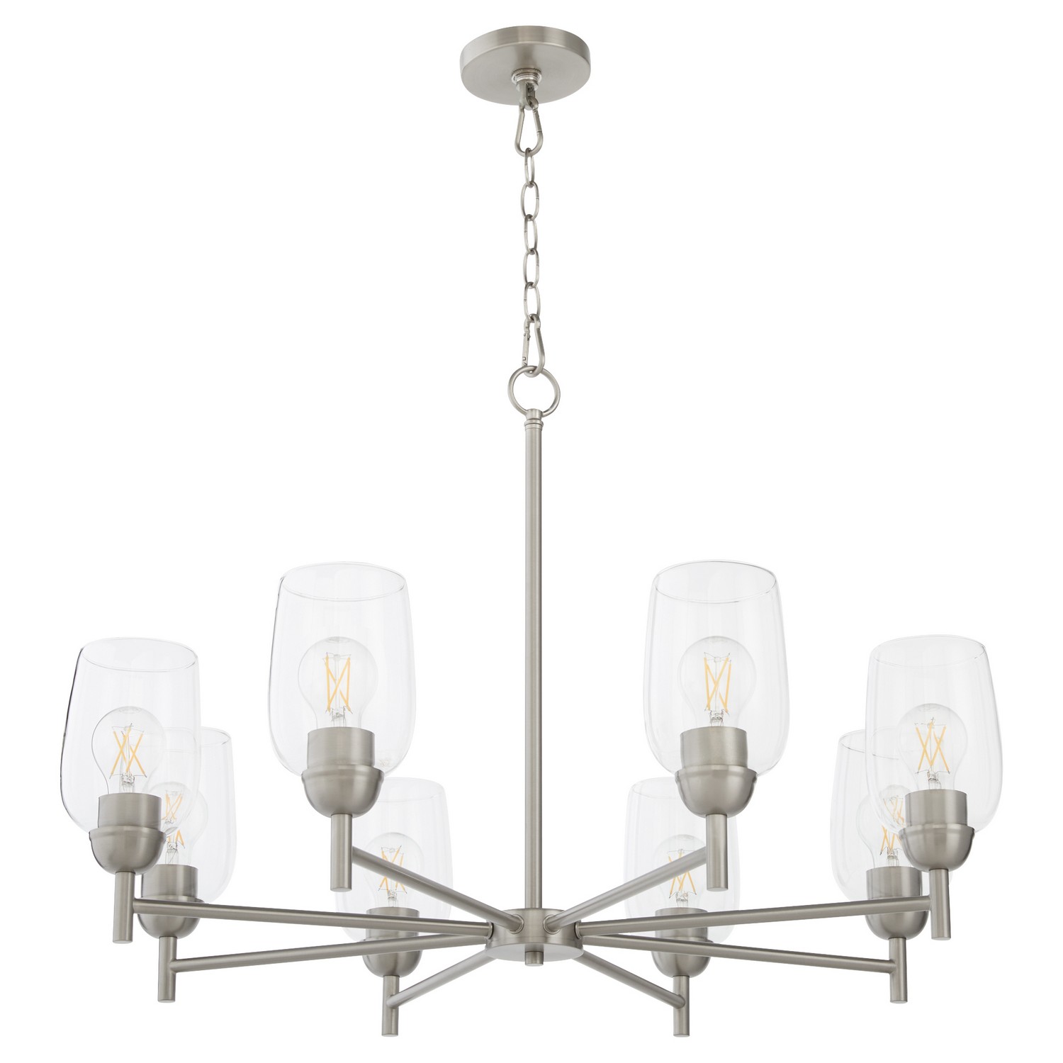 Photos - Chandelier / Lamp Quorum International Satin Nickel Chandelier from the Wallinger Collection 6112-8-65