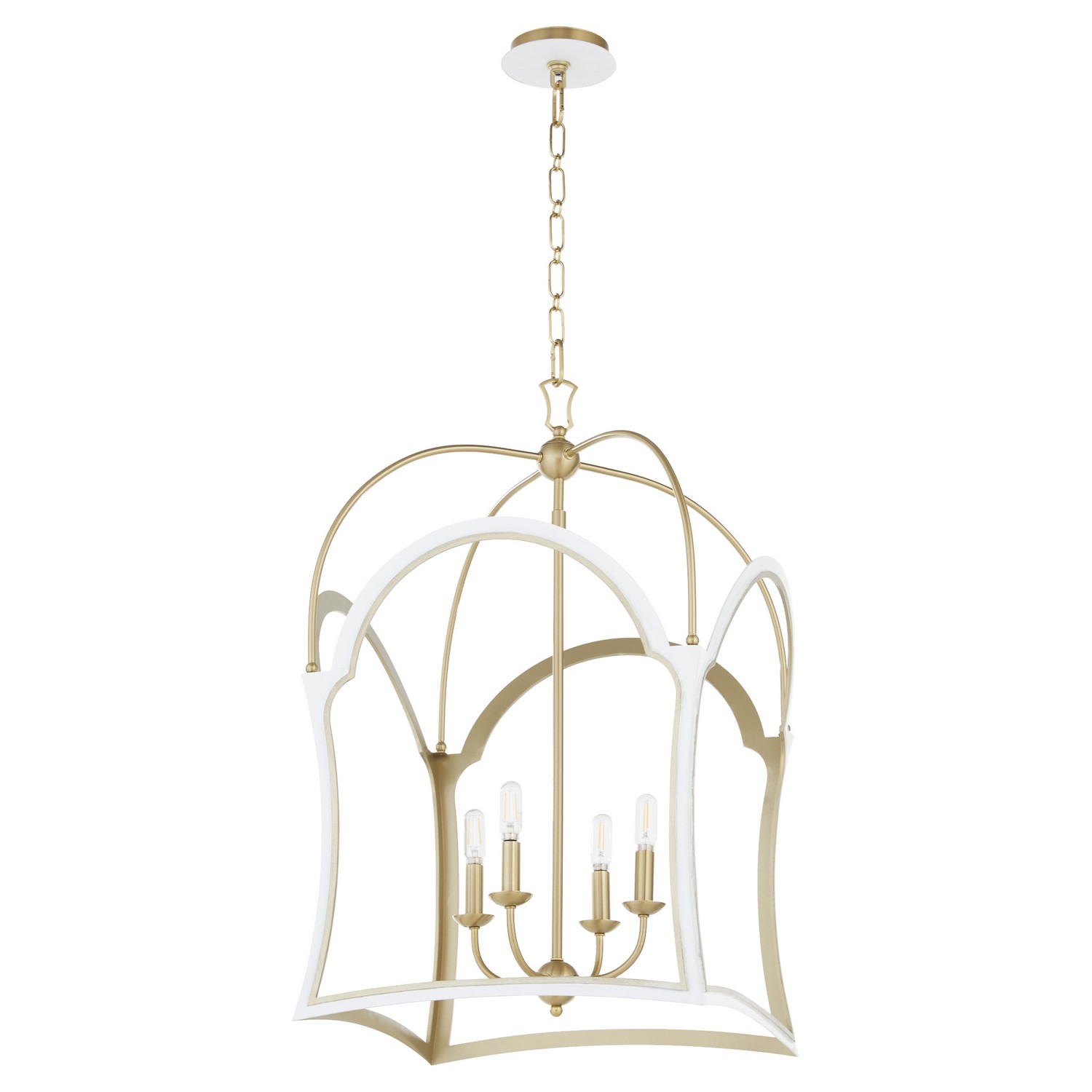 Photos - Chandelier / Lamp Quorum International Studio White Aged Brass Lantern from the Tiffany Collection 8217-4-0880