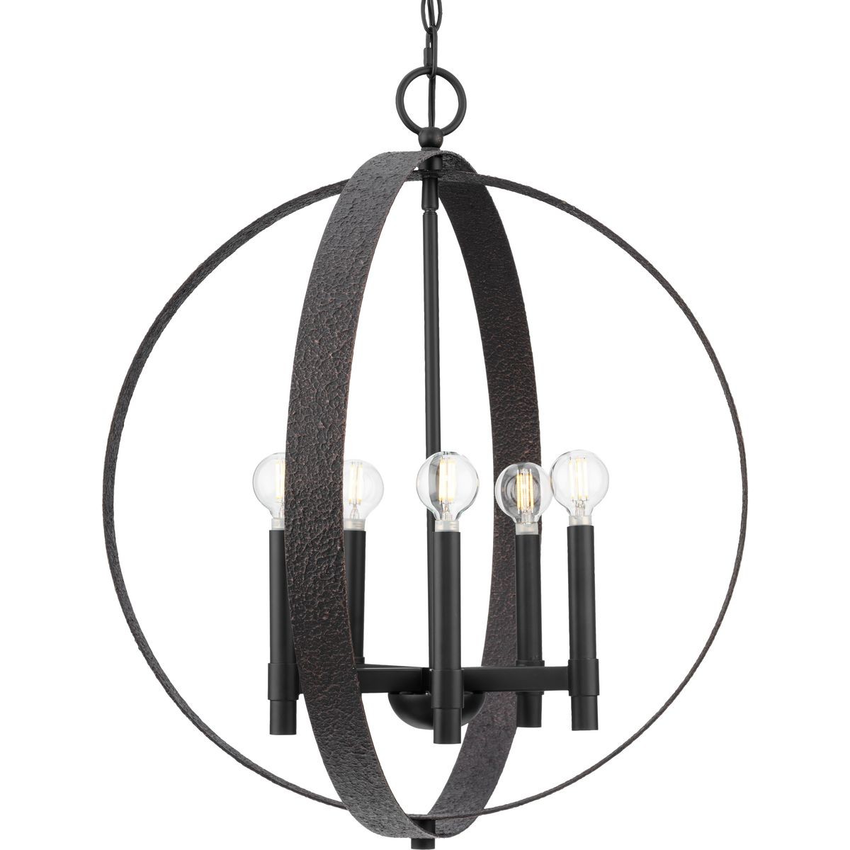 Progress P400391-31M Allegheny 5 Light 22 inch Matte Black Chandelier Ceiling Light, Design Series