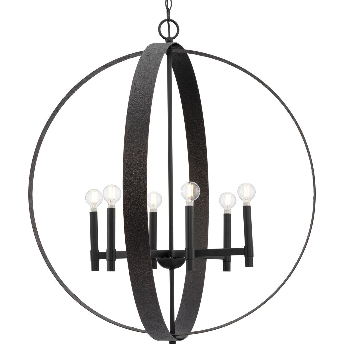 Progress P400392-31M Allegheny 6 Light 32 inch Matte Black Chandelier Ceiling Light, Design Series