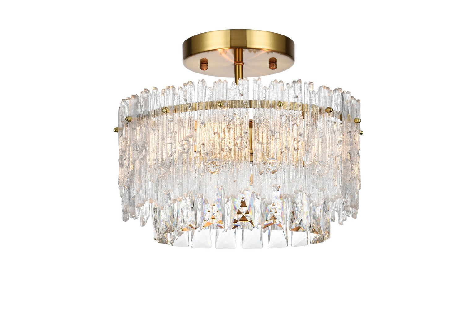 Photos - Chandelier / Lamp Elegant Lighting Satin Gold And Clear Flush Mount from the Emilia Collection 1780F12SG 