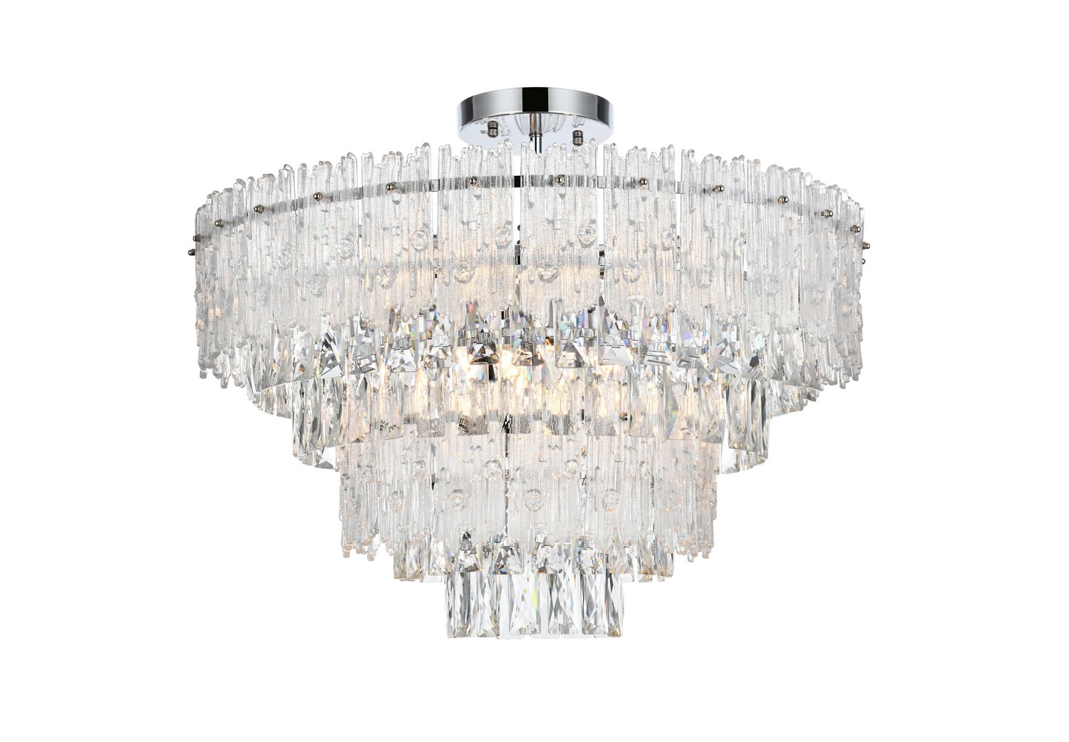 Photos - Chandelier / Lamp Elegant Lighting Chrome And Clear Flush Mount from the Emilia Collection 1780F25C