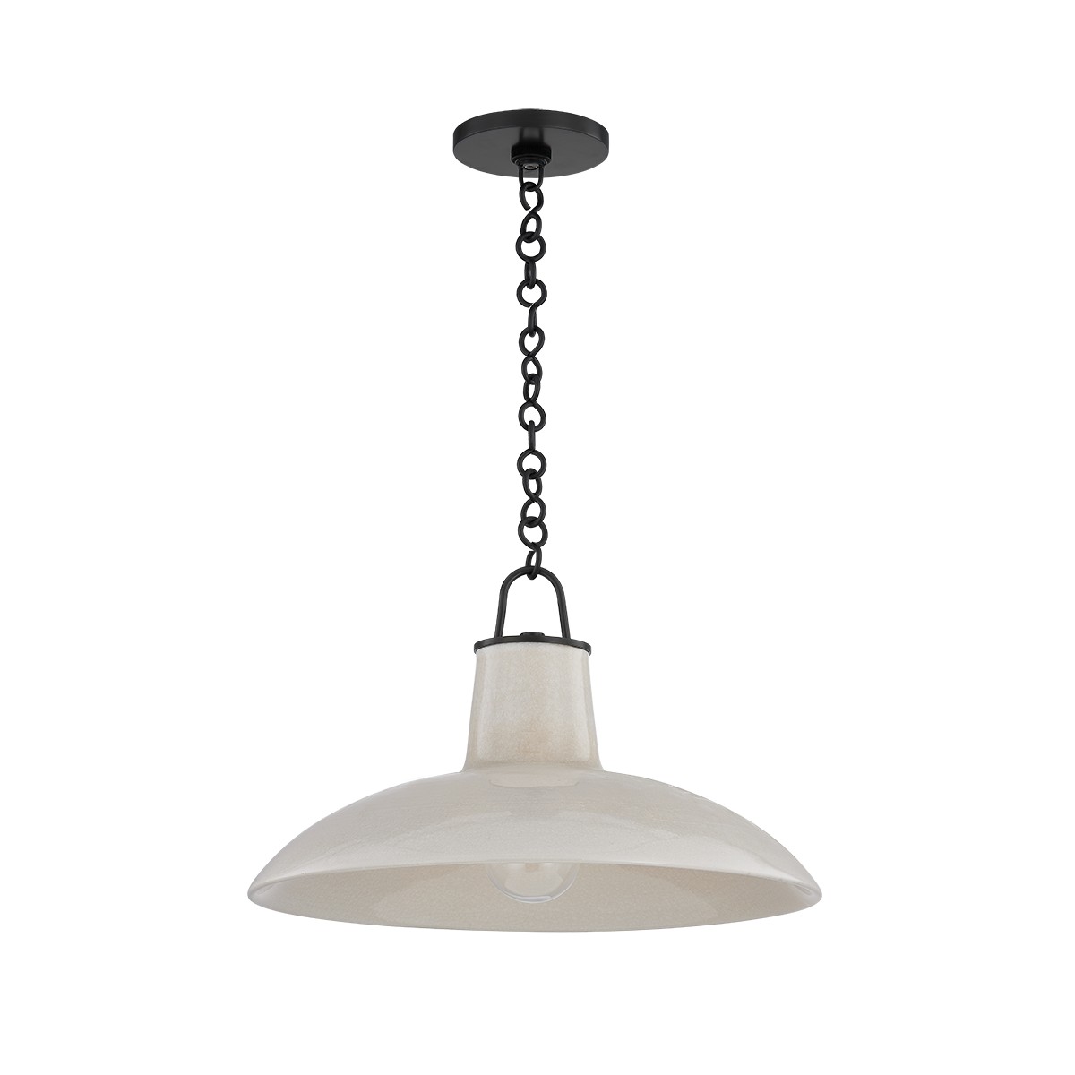 Distressed Bronze Ceramic Ivory Crackle  Pendant from the Pottersville Collection