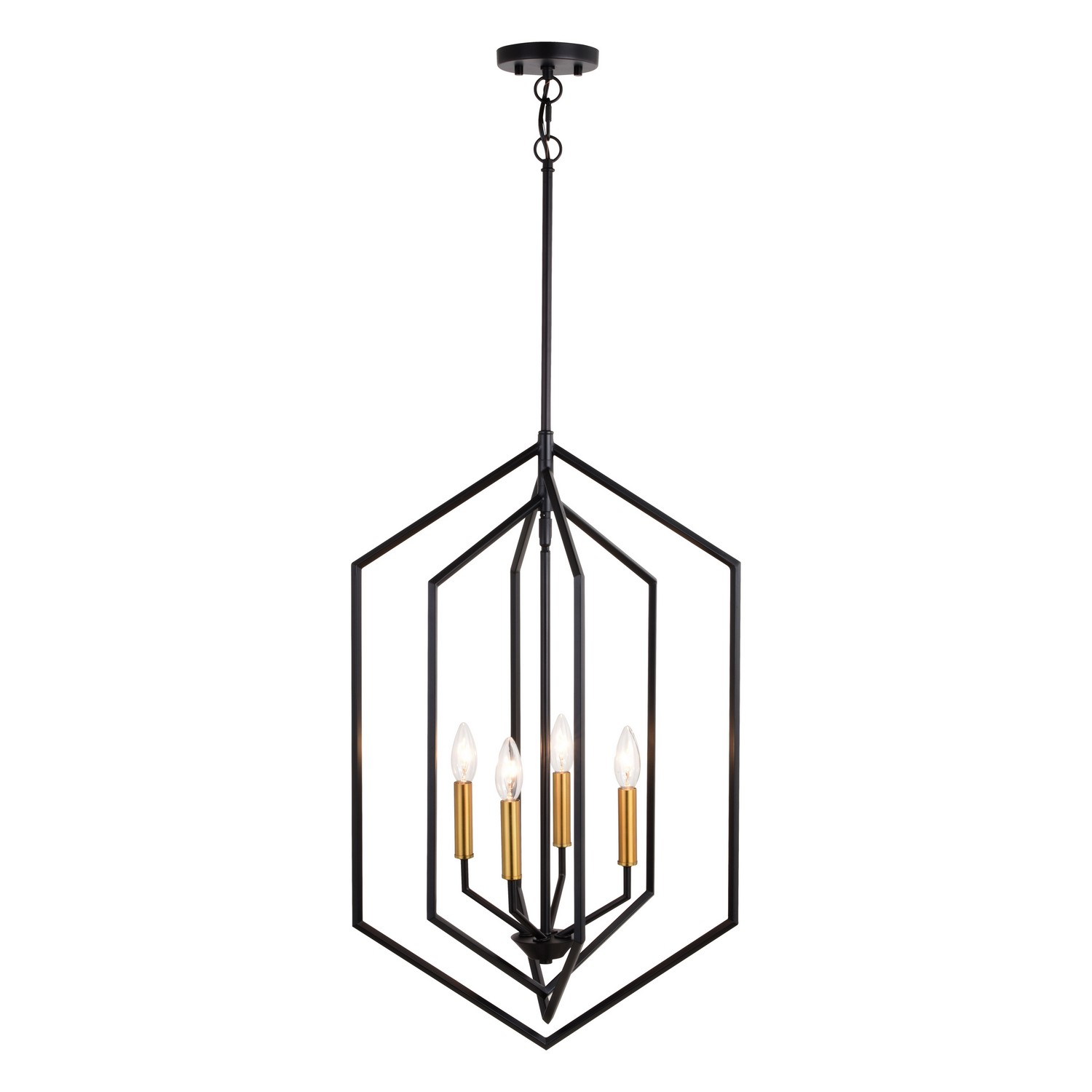 Photos - Chandelier / Lamp Vaxcel Black and Satin Brass Pendant from the Riley Collection P0388