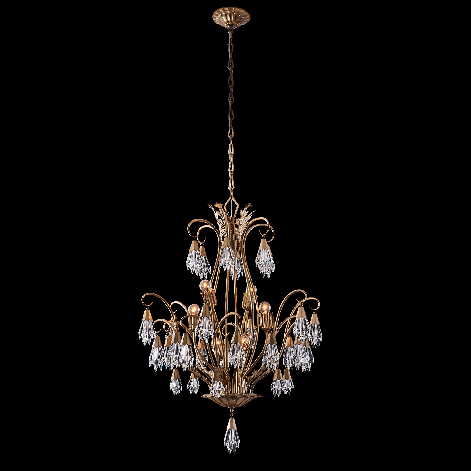 Photos - Chandelier / Lamp Allegri Winter Brass Chandelier from the Tulipani Collection 040376-044-FR001 