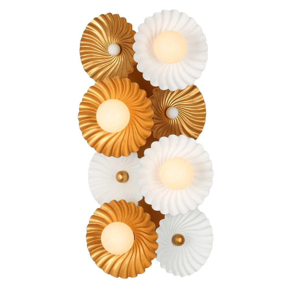 KALC 520321WVB Four Light Wall Sconce White and Vintage Brass Number Of Bulbs 4