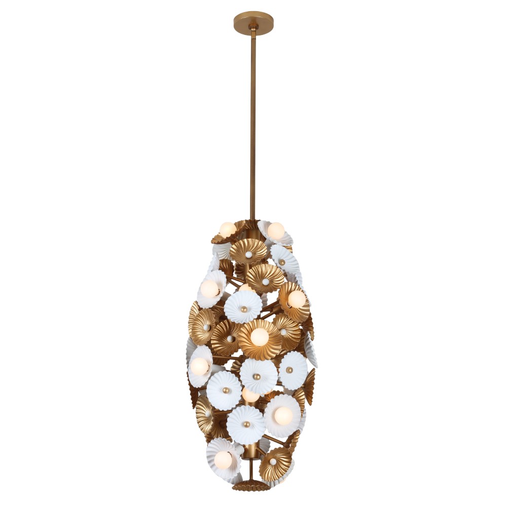 KALC 520353WVB 20 Light Foyer Pendant White and Vintage Brass Number Of Bulbs 20