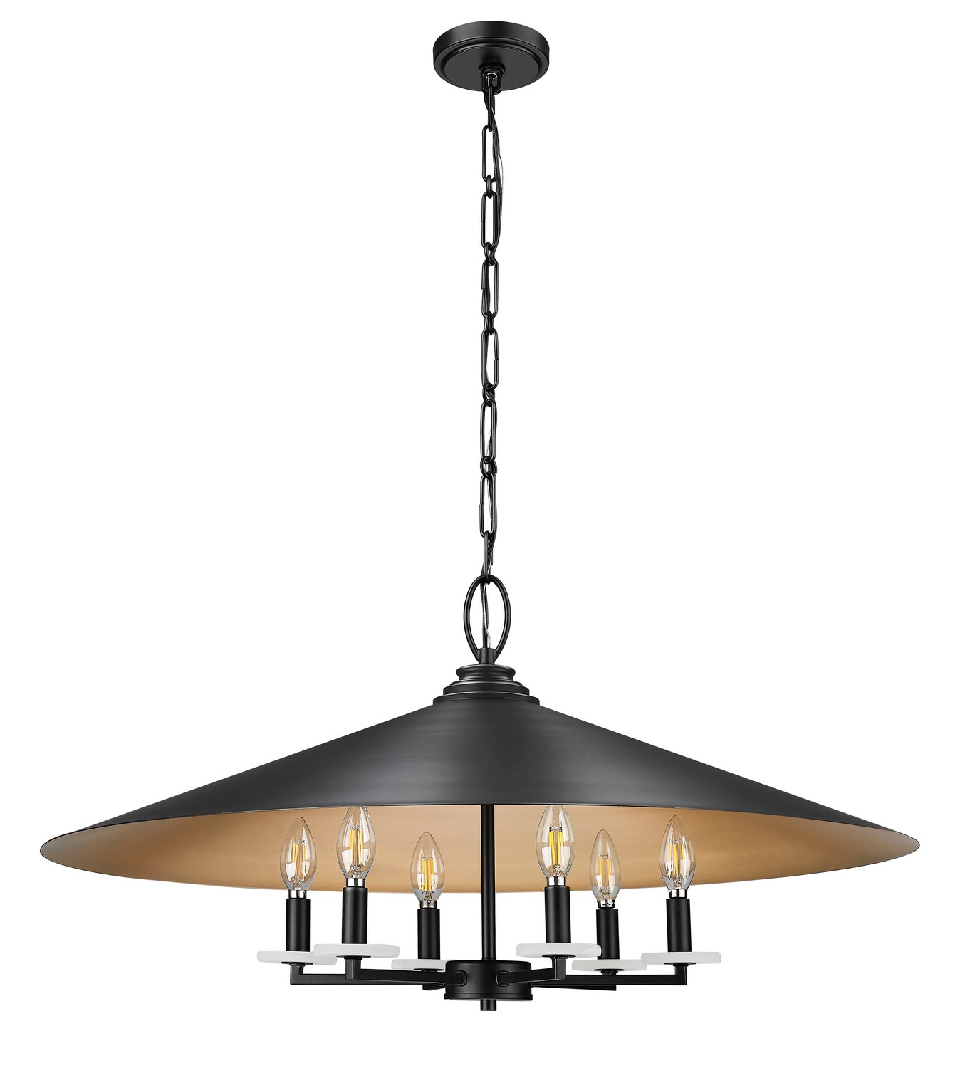 Six Light Pendant by Z-Lite - Rialto Collection, Matte Black Finish - 1953-32MB