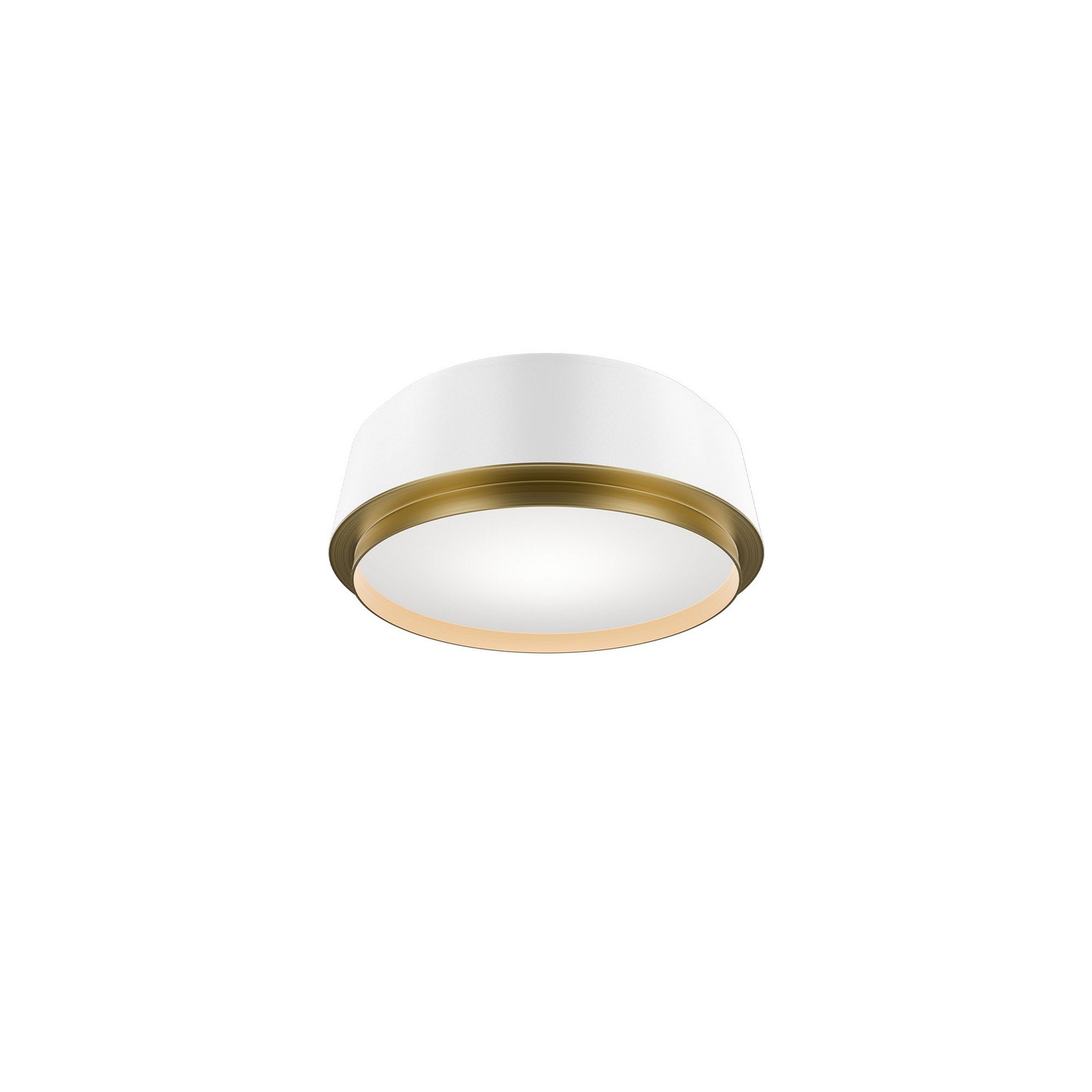 White Aged Brass LED Flush Mount from the Salvo Collection