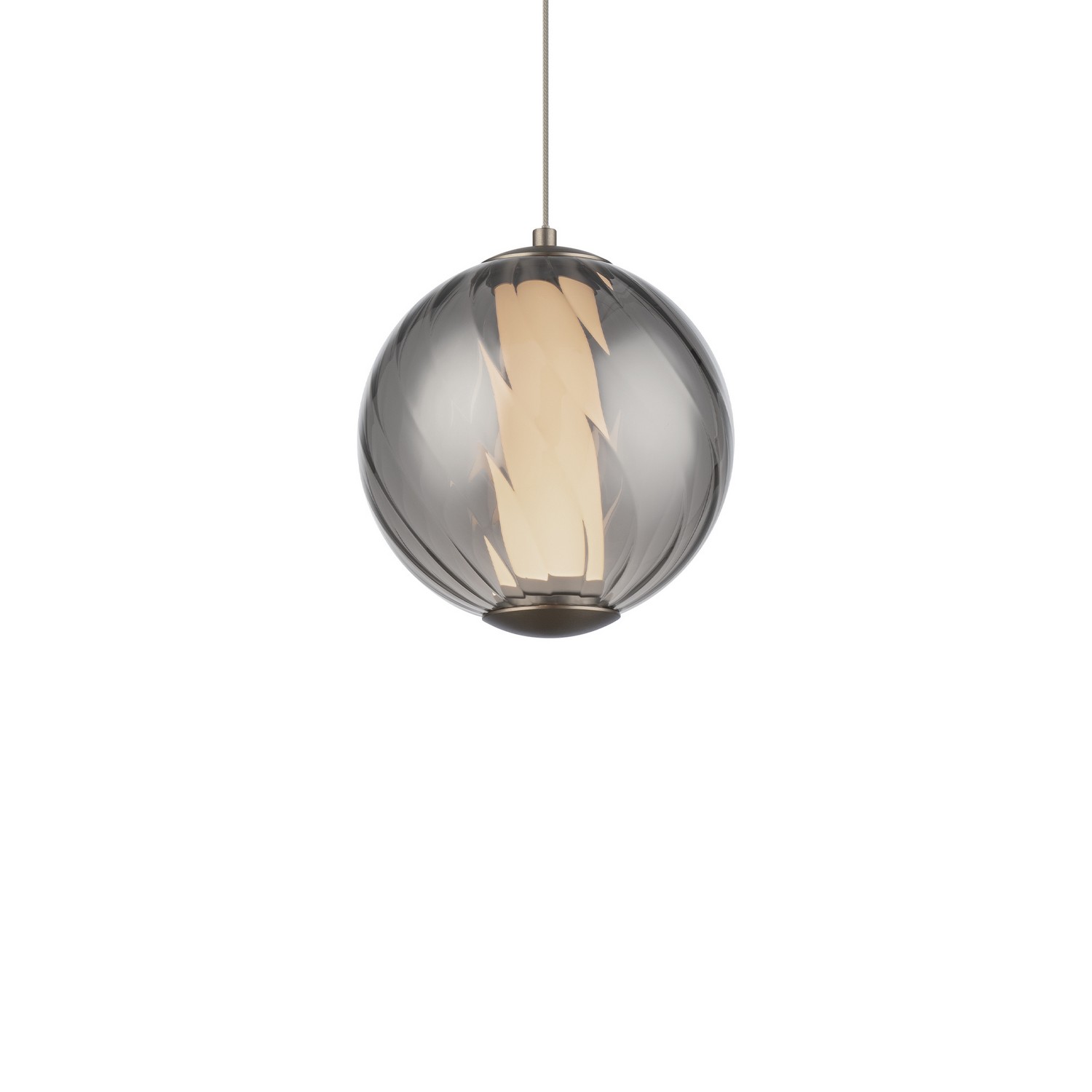 LED Mini Pendant by Modern Forms - Swirly Collection, Smoke Glass/Brushed Nickel Finish - PD-32507-40-SM/BN