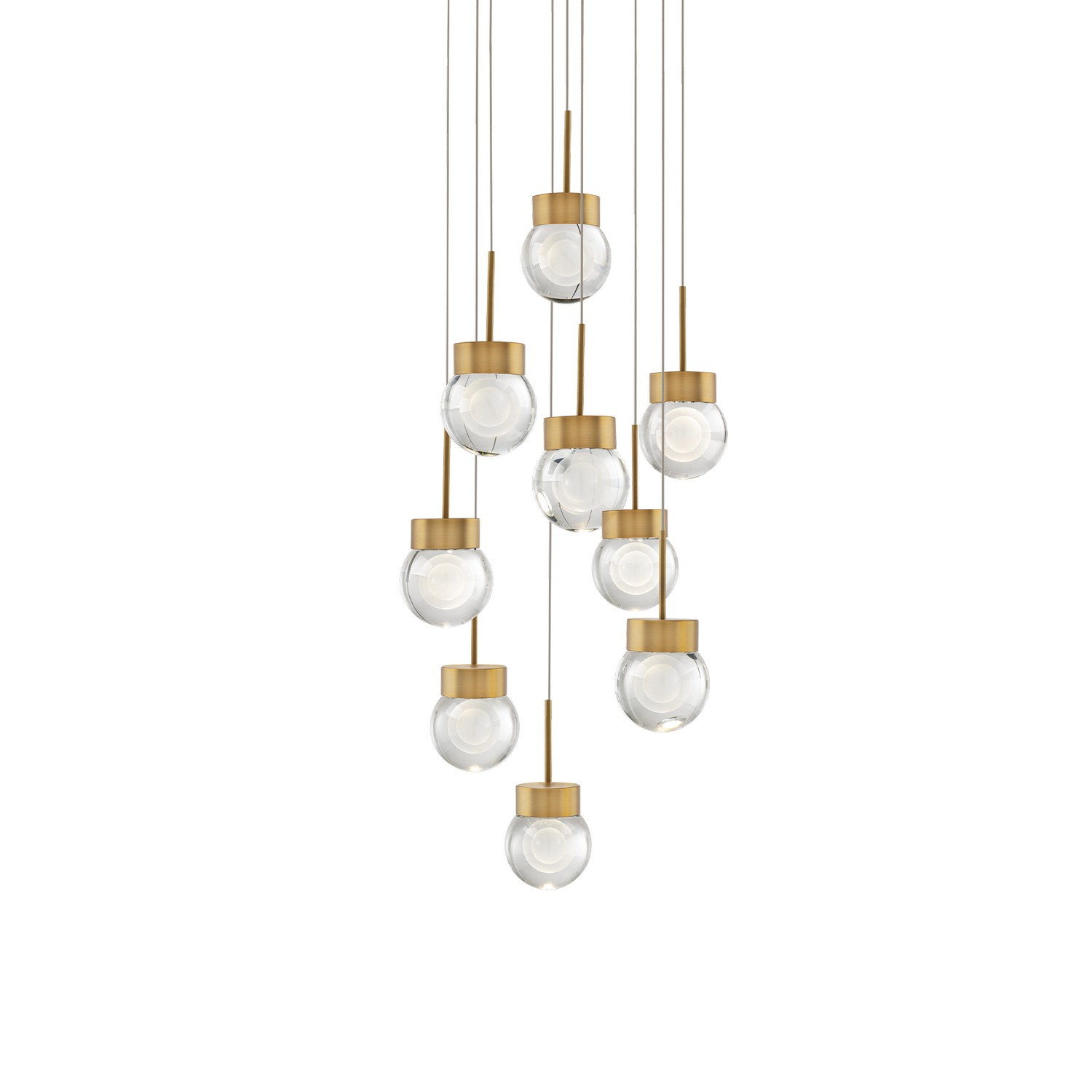 LED Pendant by Modern Forms - Double Bubble Collection, Aged Brass Finish - PD-82009R-AB