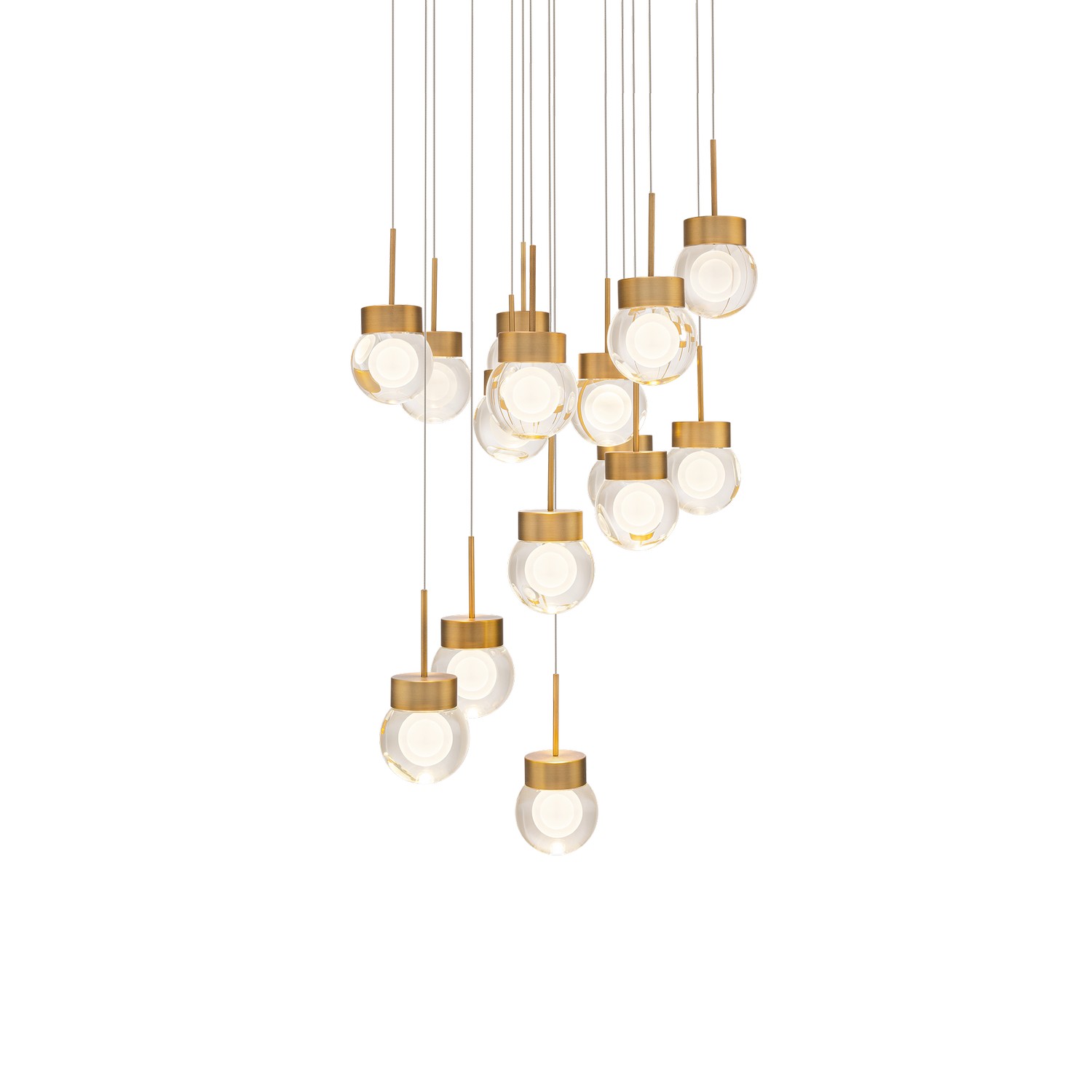 LED Pendant by Modern Forms - Double Bubble Collection, Aged Brass Finish - PD-82015R-AB