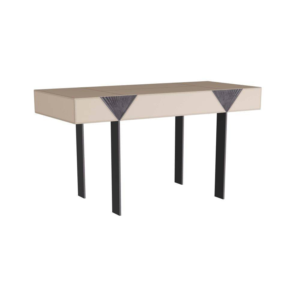 Dove Gray Leather Bronze Desk from the Taro Collection