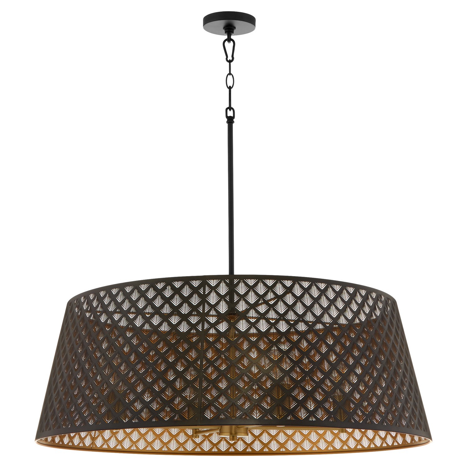 Quorum 8217-4-5980 Benedict 4 Light 32 inch Matte Black and Aged Brass Pendant Ceiling Light