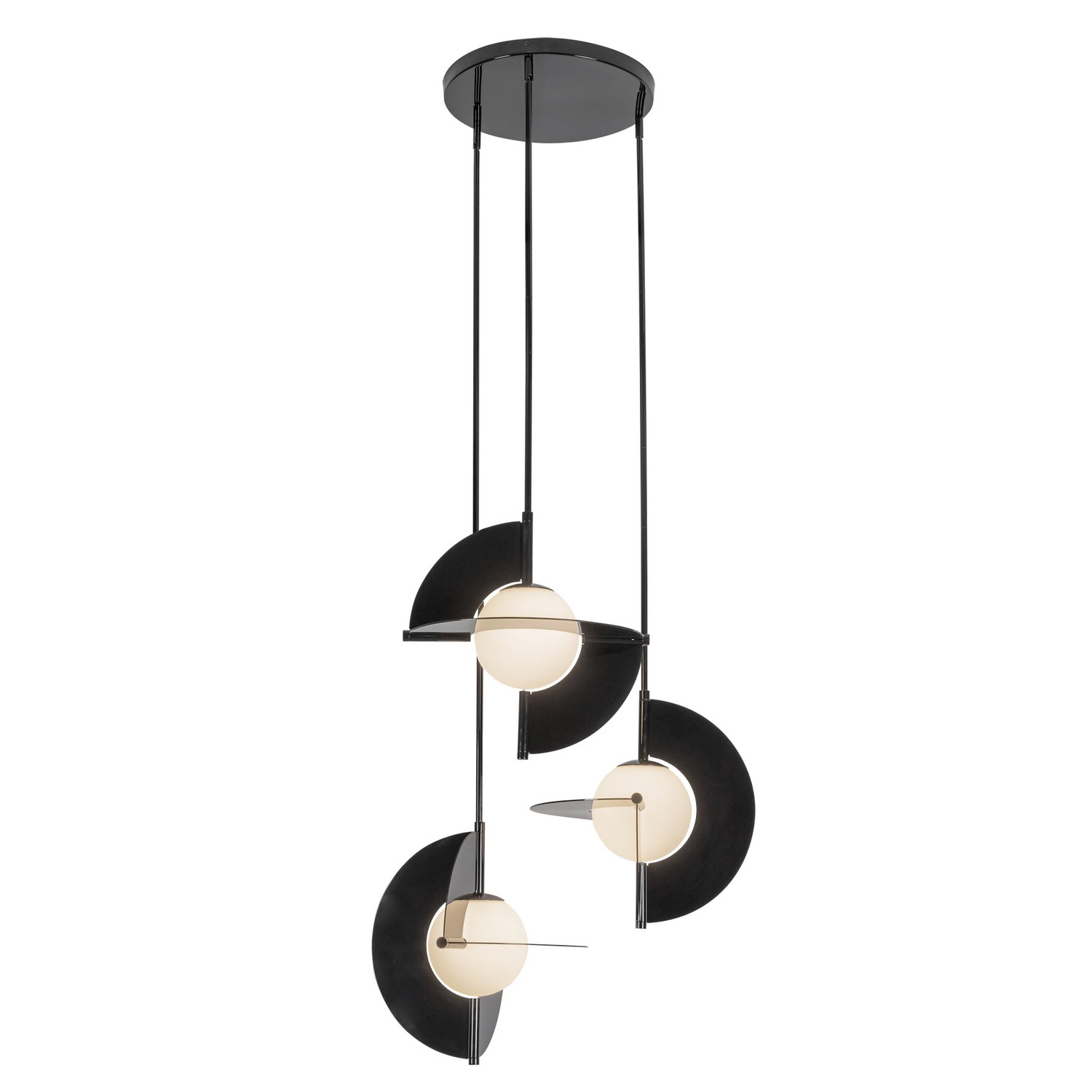 LED Chandelier by Kuzco Lighting - Scorpio Collection, Glossy Black/Opal Glass Finish - CH65127-GBK/OP-UNV