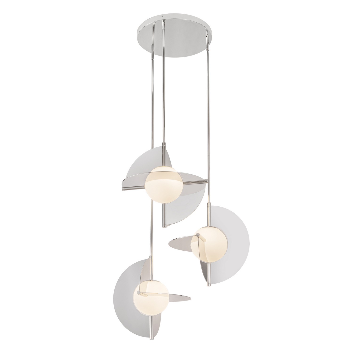 LED Chandelier by Kuzco Lighting - Scorpio Collection, Polished Nickel/Opal Glass Finish - CH65127-PN/OP-UNV