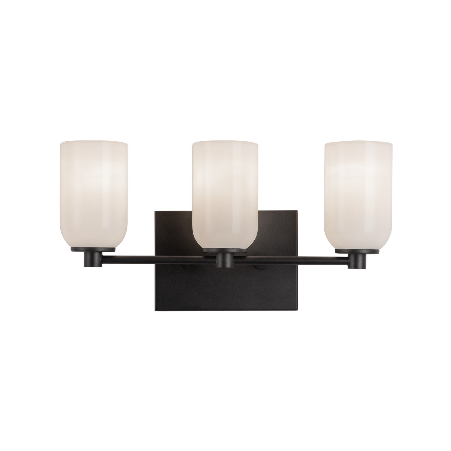 Three Light Vanity by Kuzco Lighting - Nola Collection, Black/Glossy Opal Glass Finish - VL57718-BK/GO