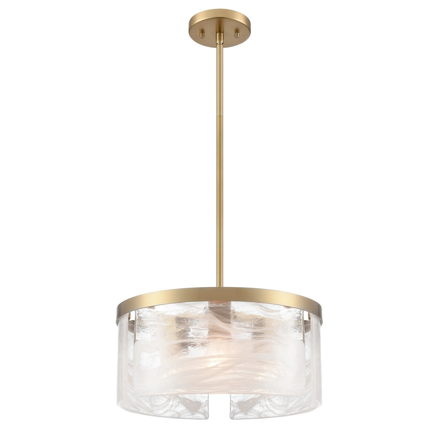 AC12171BR 15 in. Skye 3 Light Pendant with Wispy White Murano Style Glass, Brass