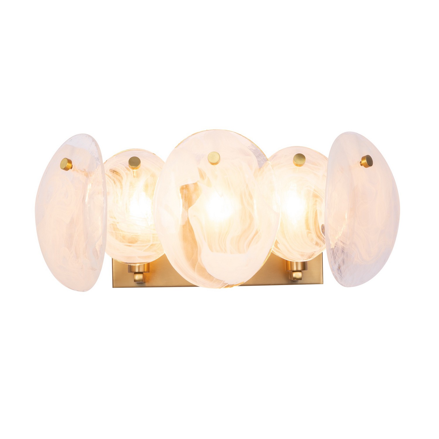 AC12213BR 18.38 in. Lily 3 Light Bathroom Vanity with Wispy White Murano Style Glass, Brushed Brass