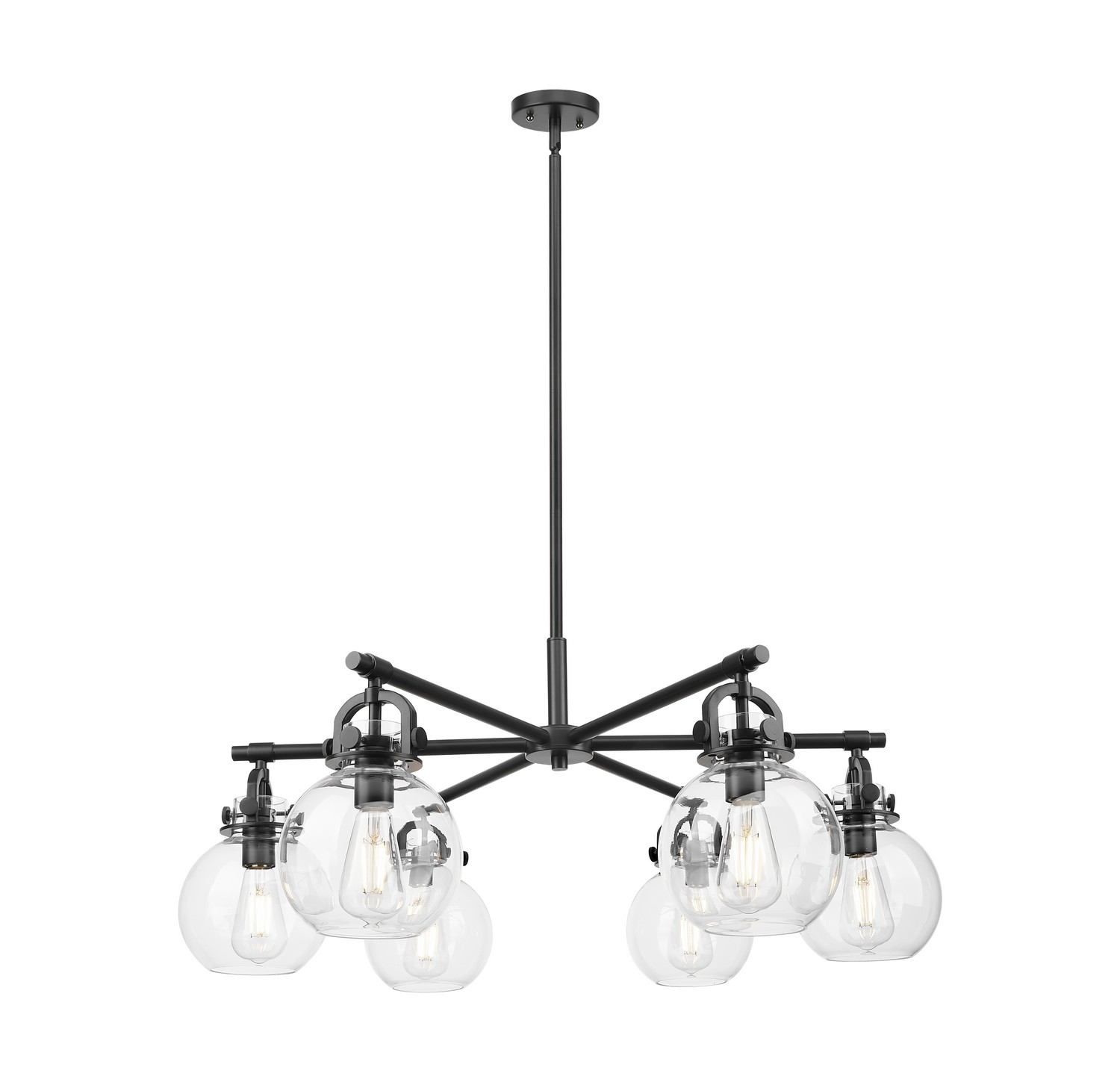 Six Light Chandelier by Innovations - Downtown Urban Collection, Matte Black Finish - 410-6CR-BK-G410-7CL
