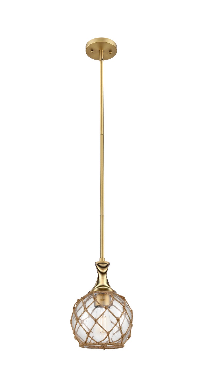 One Light Mini Pendant by Innovations - Ballston Collection, Brushed Brass Finish - 415-1S-BB-G122-8RB