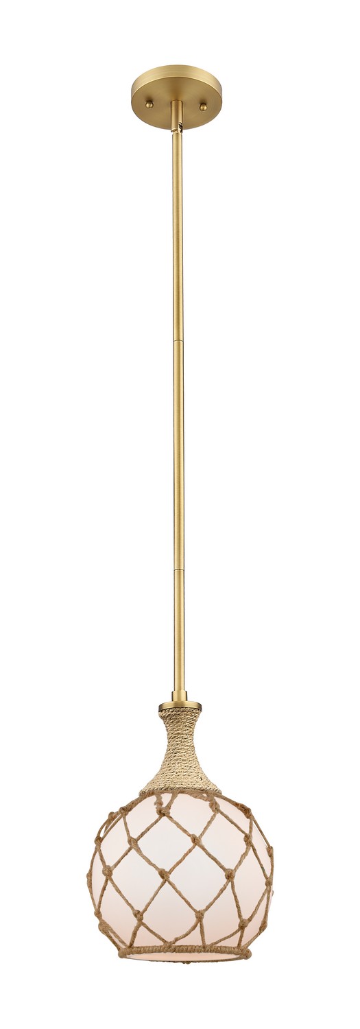 One Light Mini Pendant by Innovations - Ballston Collection, Brushed Brass Finish - 415-1SR-BB-G121-8RB