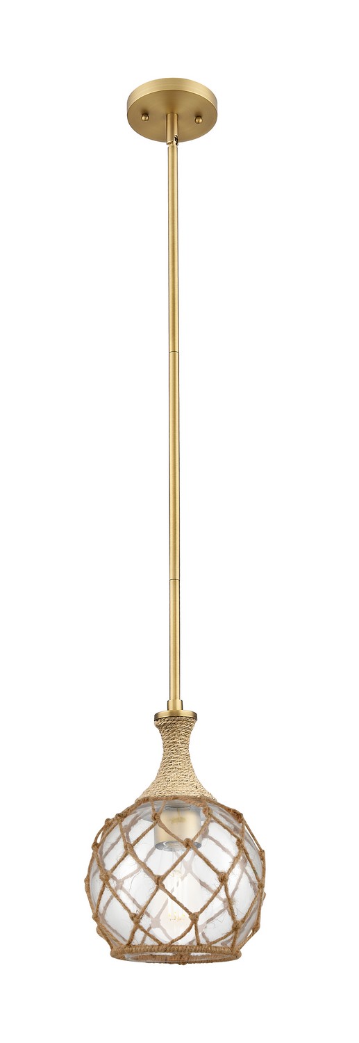 One Light Mini Pendant by Innovations - Ballston Collection, Brushed Brass Finish - 415-1SR-BB-G122-8RB