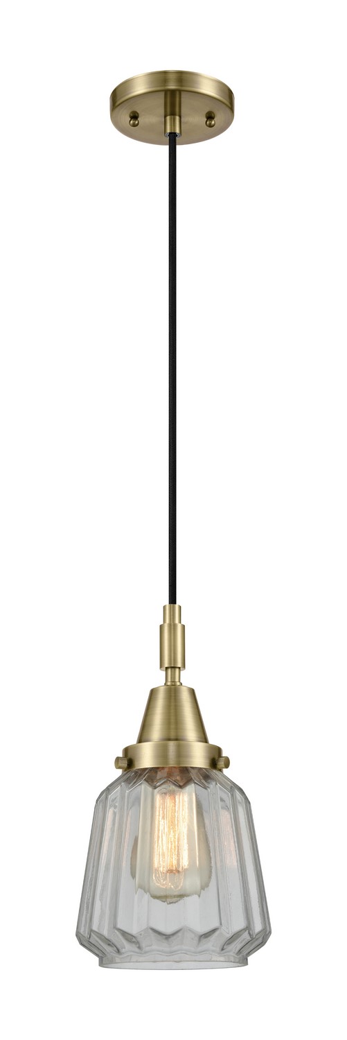 One Light Mini Pendant by Innovations - Caden Collection, Antique Brass Finish - 447-1P-AB-G142
