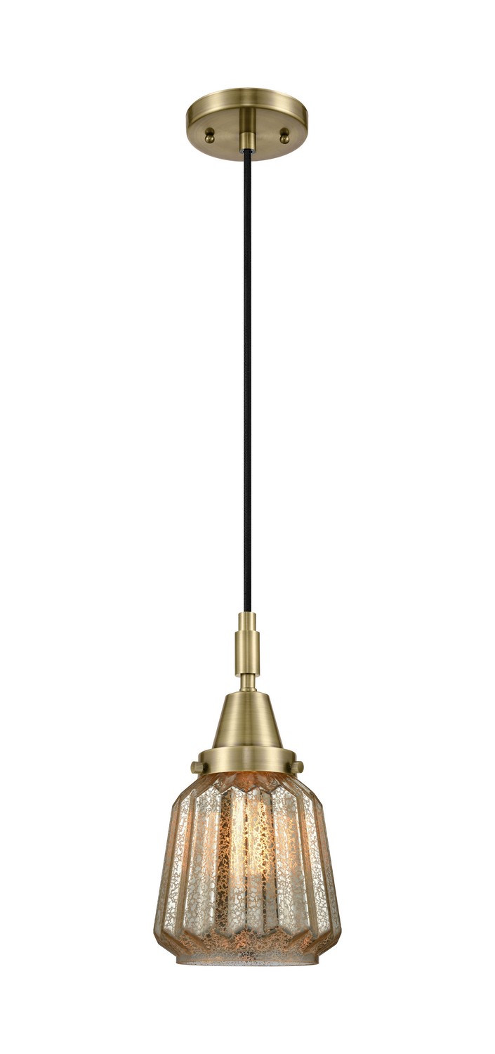 One Light Mini Pendant by Innovations - Caden Collection, Antique Brass Finish - 447-1P-AB-G146
