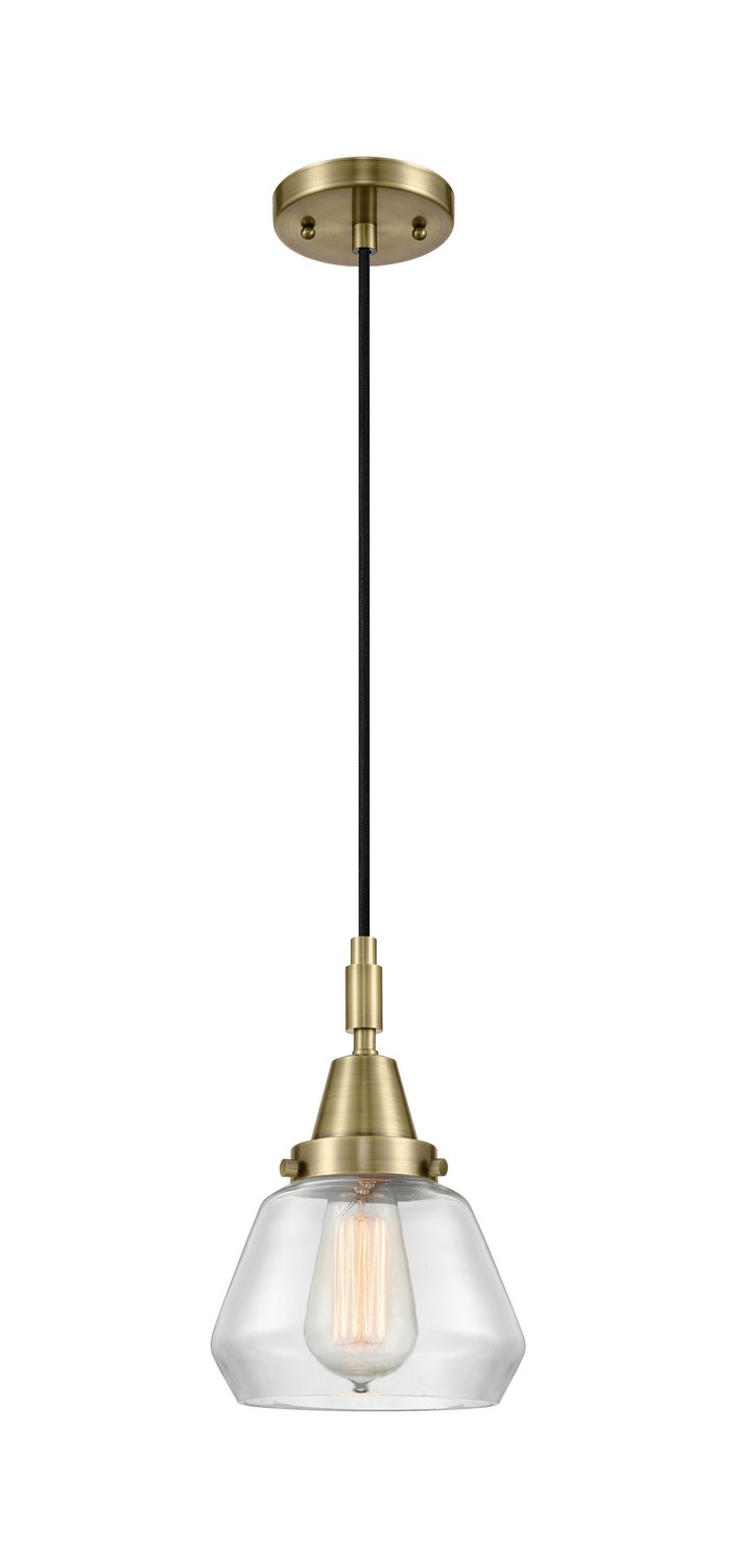 One Light Mini Pendant by Innovations - Caden Collection, Antique Brass Finish - 447-1P-AB-G172