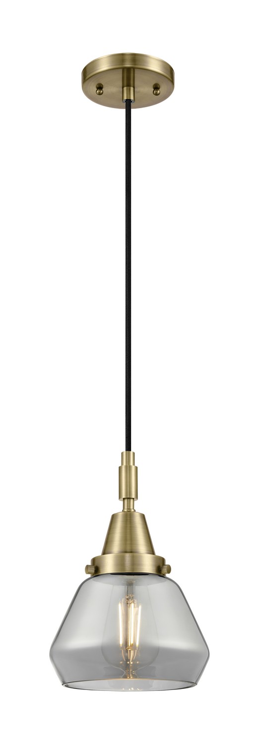 One Light Mini Pendant by Innovations - Caden Collection, Antique Brass Finish - 447-1P-AB-G173