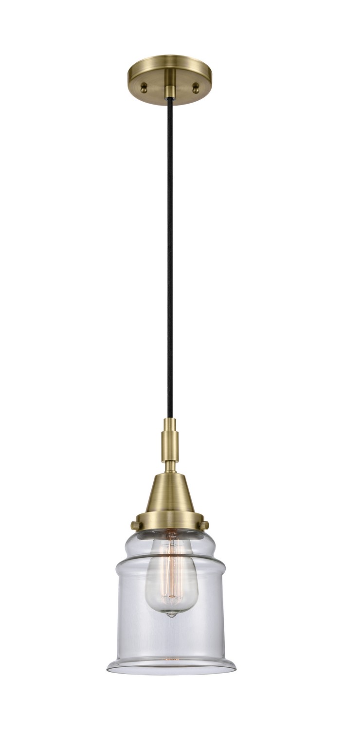 One Light Mini Pendant by Innovations - Caden Collection, Antique Brass Finish - 447-1P-AB-G182