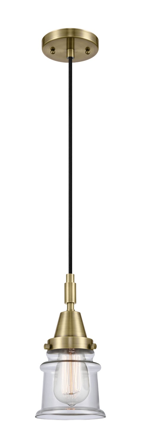One Light Mini Pendant by Innovations - Caden Collection, Antique Brass Finish - 447-1P-AB-G182S