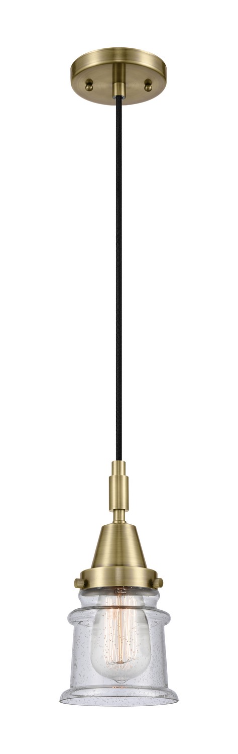 One Light Mini Pendant by Innovations - Caden Collection, Antique Brass Finish - 447-1P-AB-G184S