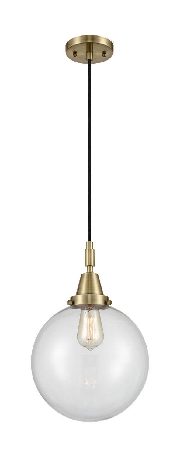One Light Mini Pendant by Innovations - Caden Collection, Antique Brass Finish - 447-1P-AB-G202-10