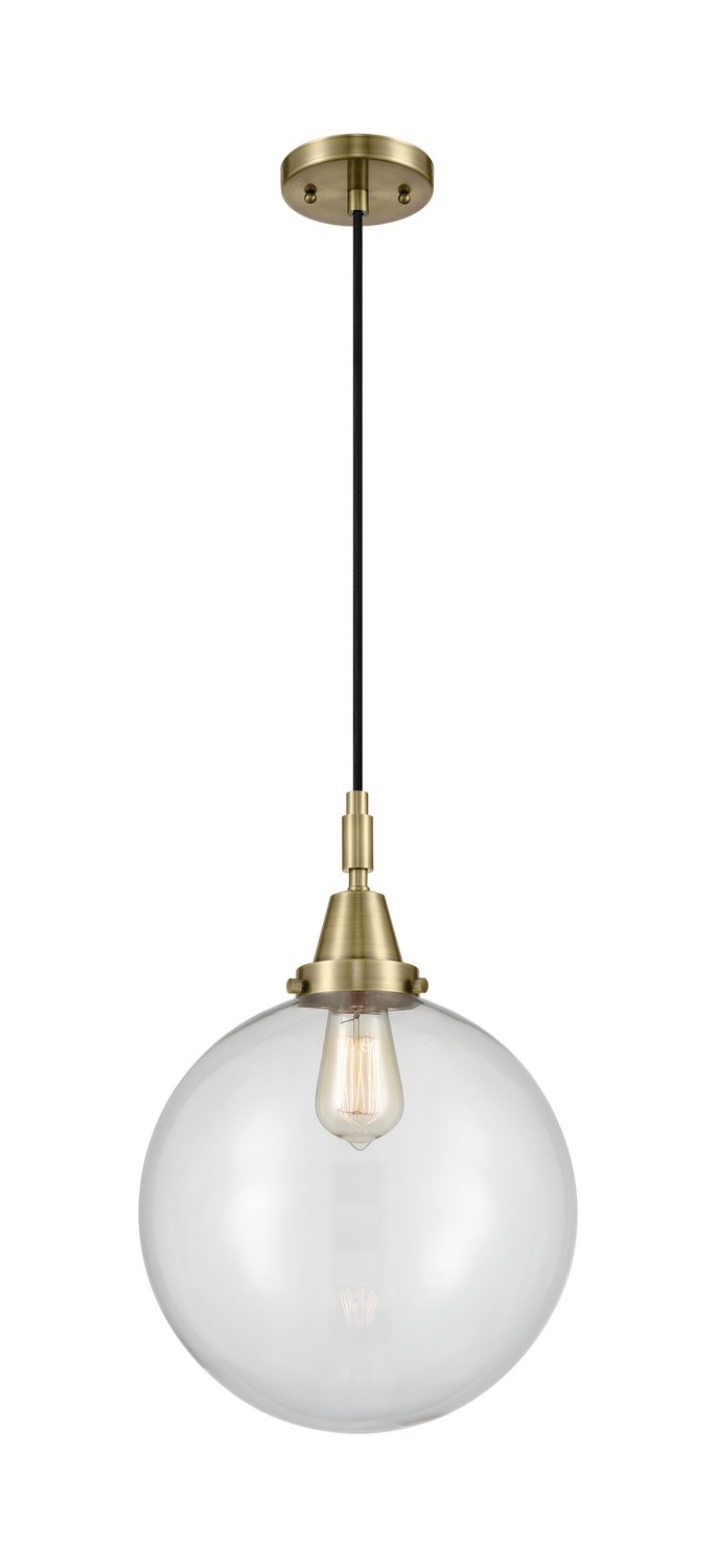 One Light Mini Pendant by Innovations - Caden Collection, Antique Brass Finish - 447-1P-AB-G202-12