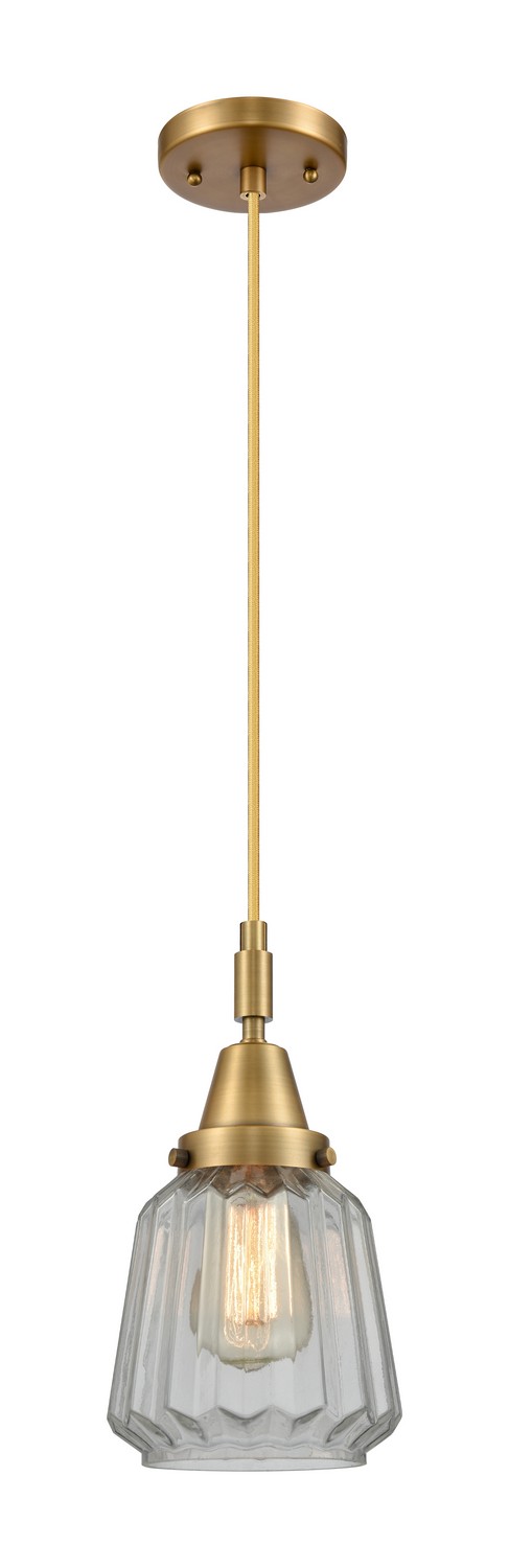 One Light Mini Pendant by Innovations - Caden Collection, Brushed Brass Finish - 447-1P-BB-G142