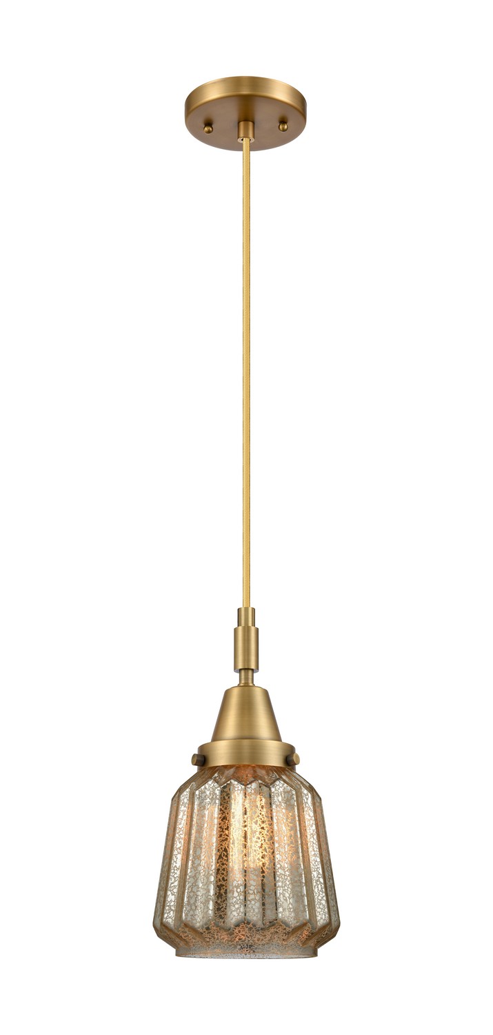 One Light Mini Pendant by Innovations - Caden Collection, Brushed Brass Finish - 447-1P-BB-G146