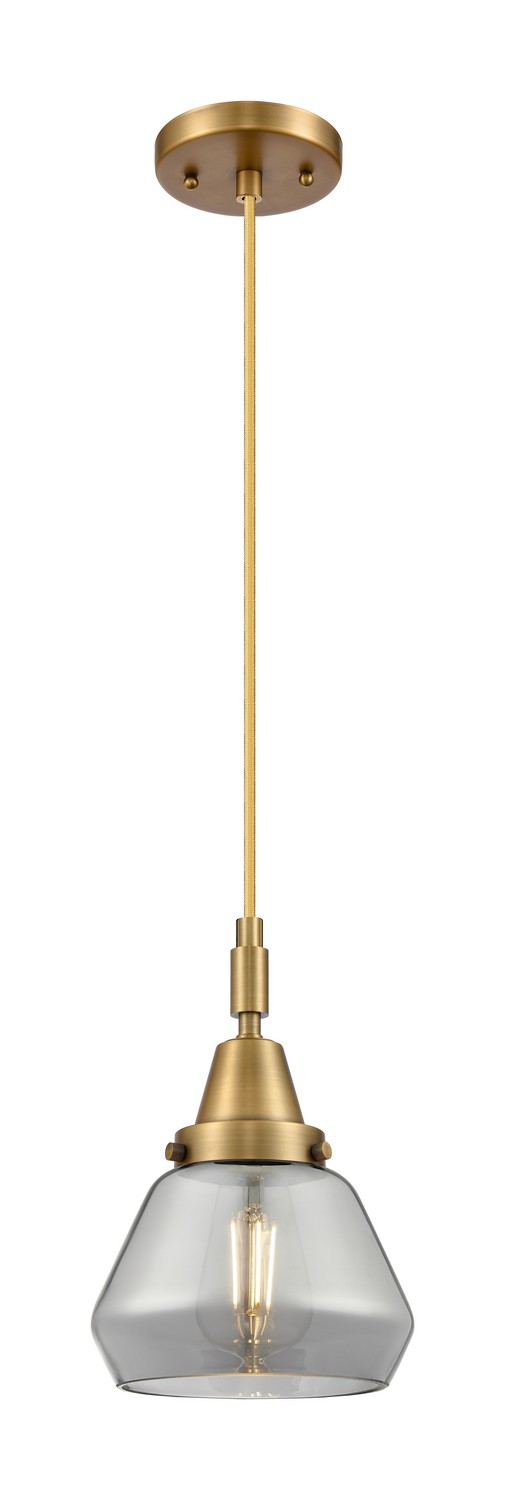 One Light Mini Pendant by Innovations - Caden Collection, Brushed Brass Finish - 447-1P-BB-G173