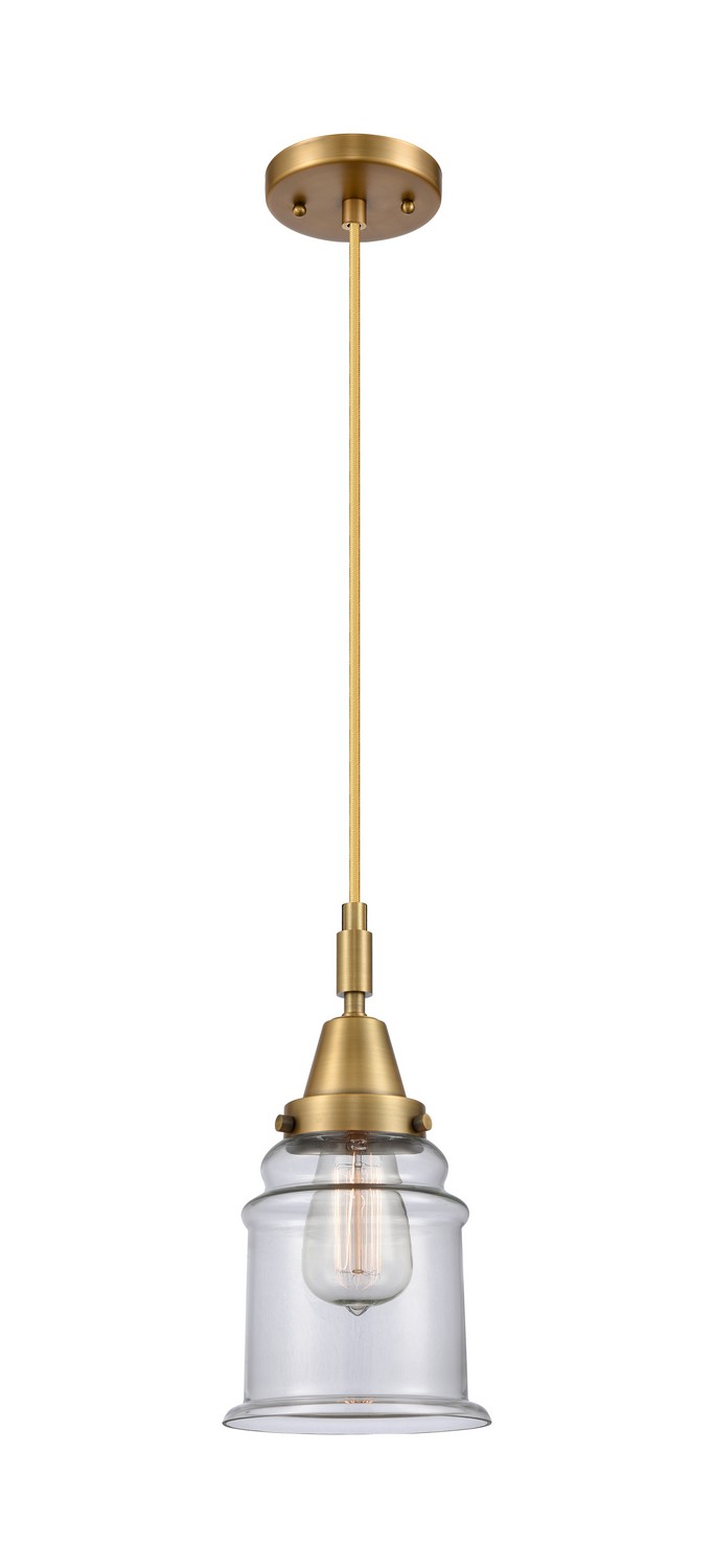 One Light Mini Pendant by Innovations - Caden Collection, Brushed Brass Finish - 447-1P-BB-G182