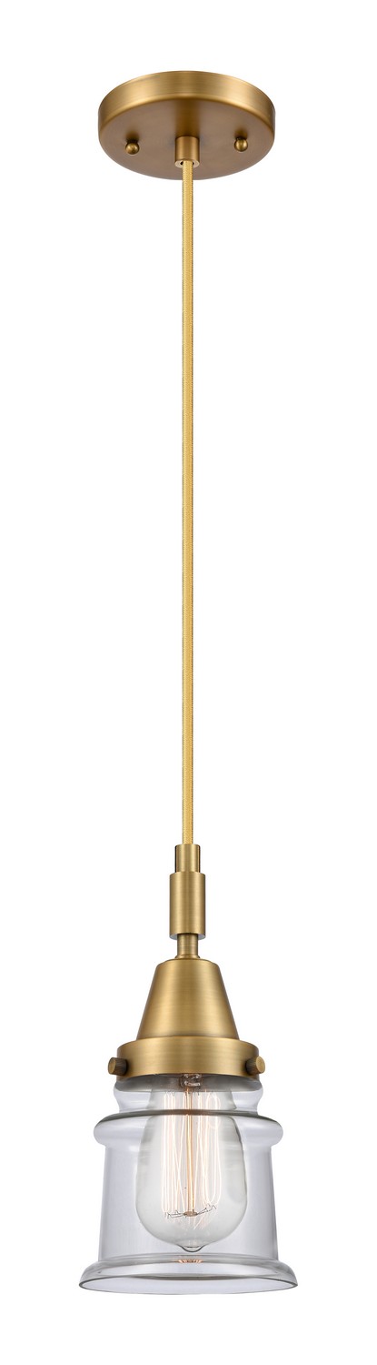 One Light Mini Pendant by Innovations - Caden Collection, Brushed Brass Finish - 447-1P-BB-G182S