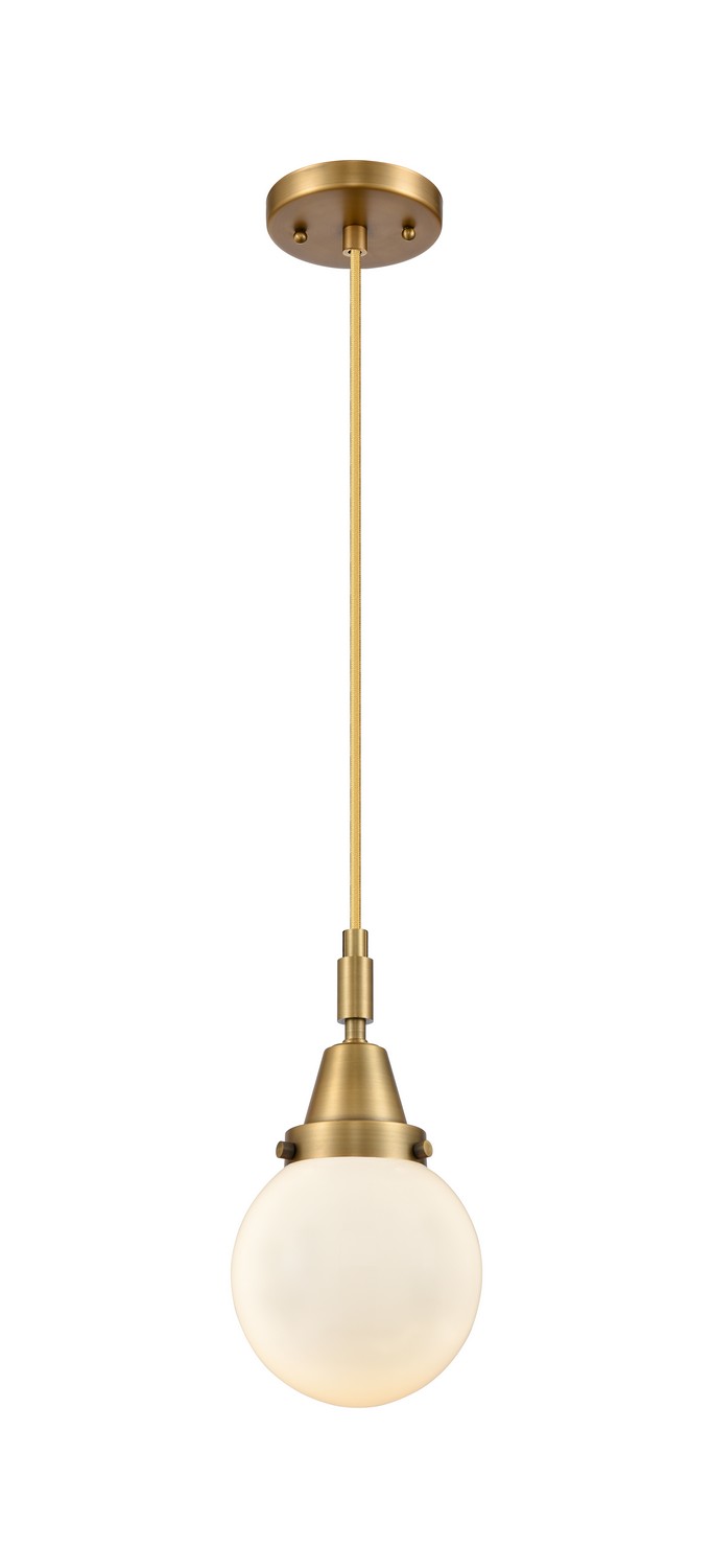 One Light Mini Pendant by Innovations - Caden Collection, Brushed Brass Finish - 447-1P-BB-G201-6