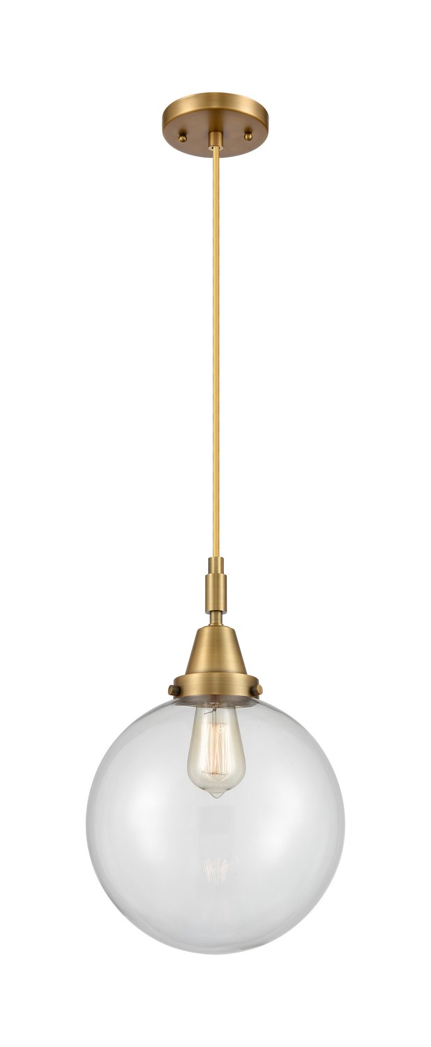 One Light Mini Pendant by Innovations - Caden Collection, Brushed Brass Finish - 447-1P-BB-G202-10