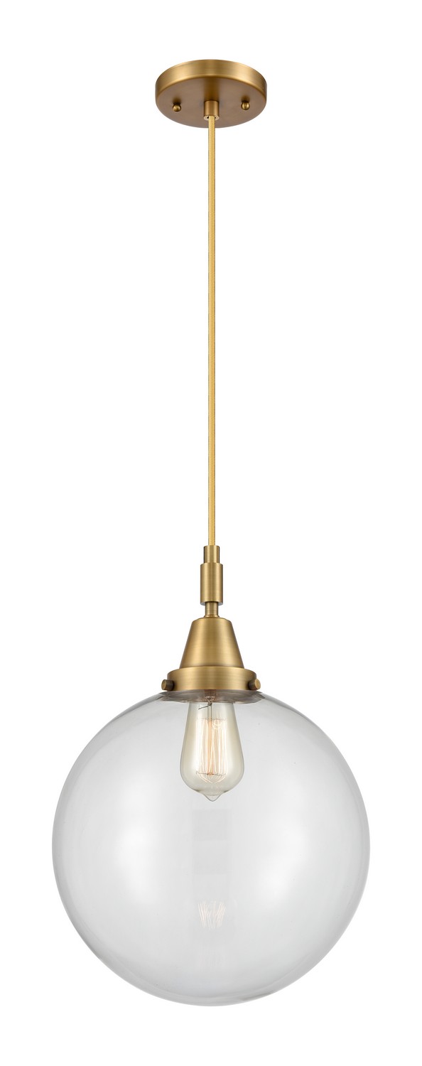 One Light Mini Pendant by Innovations - Caden Collection, Brushed Brass Finish - 447-1P-BB-G202-12
