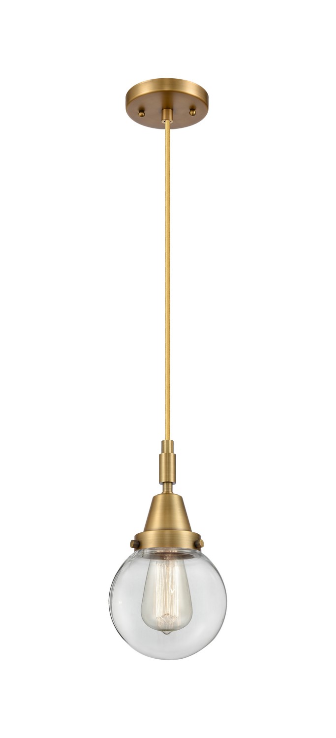 One Light Mini Pendant by Innovations - Caden Collection, Brushed Brass Finish - 447-1P-BB-G202-6