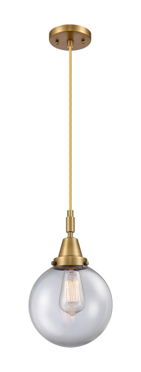 One Light Mini Pendant by Innovations - Caden Collection, Brushed Brass Finish - 447-1P-BB-G202-8