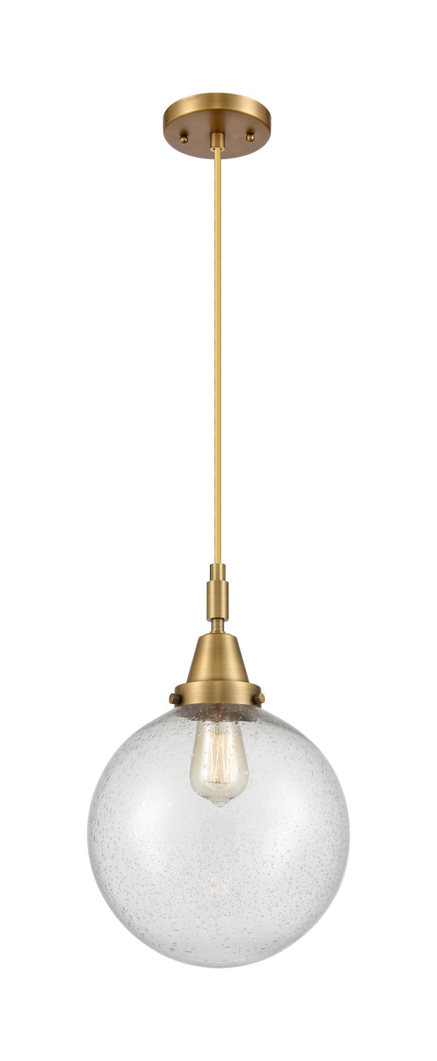 One Light Mini Pendant by Innovations - Caden Collection, Brushed Brass Finish - 447-1P-BB-G204-10